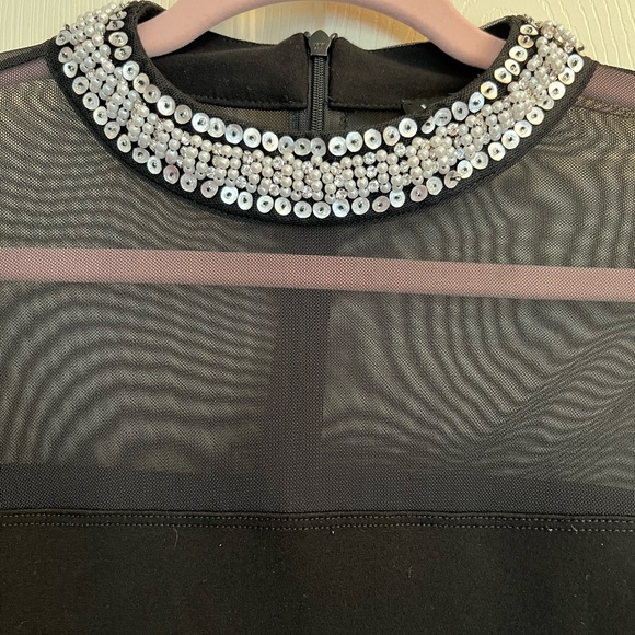 Venus Elegant Black Sheer Long Sleeve Top with Neck Embellishments Xsmall - Picture 4 of 8